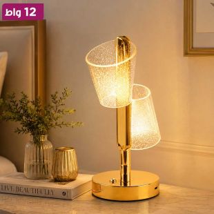 مصباح طاولة كريستال LED مزدوج بقوة 12 واط