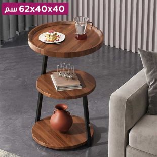 طاولة جانبية خشبية بإطار معدني 40×40×62 سم