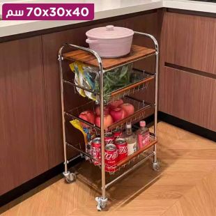 عربة مطبخ معدنية بثلاث طبقات وعجلات 40×30×70 سم