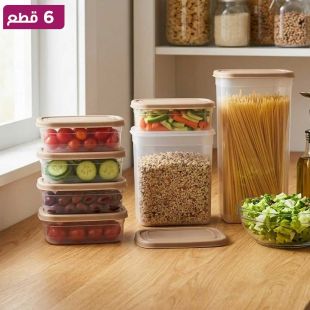 مجموعة 6 علب حفظ طعام بلاستيكية شفافة بأحجام متنوعة