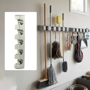 Wall Mounted Tool Organizer with 5 Slots and 6 Hooks