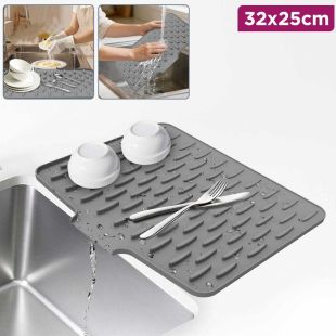 1Pcs Fast-Drain Silicone Dish Drying Mat Assorted Colors 32×25 cm