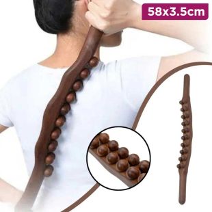 Wooden Massage Stick with 20 Trigger Point Balls 58×3.5cm