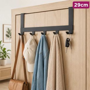 Heavy-Duty Metal Over-Door Hanger Rack with 5 Hooks