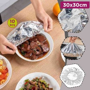 Pack of 10 Pcs Reusable Insulated Aluminum Foil Food Covers 30×30cm