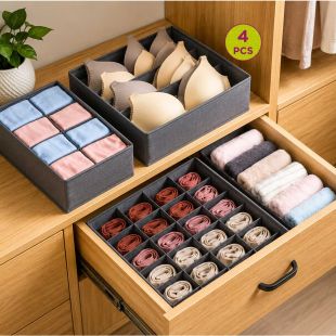 4 Pcs Foldable Closet Storage Organizer Boxes