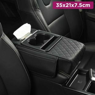 Car Armrest Cover with Cup Holders, Tissue Holder and Phone Stand