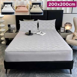 Cotton Bed Cover with Elastic Strap with 2 Pillow cases 200×200 cm