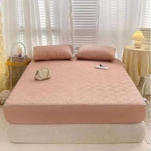 غطاء سرير قطن مع حزام مطاطي و2 غطاء وسادة 200×200 سم