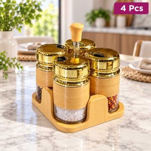 4 Pcs Glass Condiment Set
