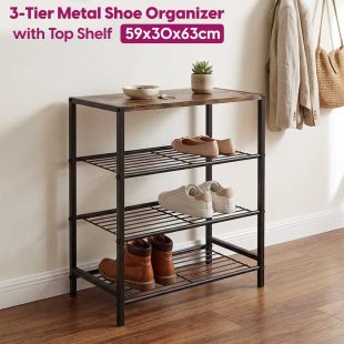 3-Tier Metal Shoe Organizer with Top Shelf 59x30x63cm - Sheeel Kuwait
