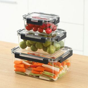 Pack of 3 Pcs Rectangular Airtight Food Storage Container 550 -1400 - 3000 ml