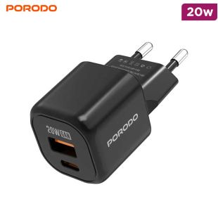 Dual Port Wall Charger 20W PD + 18W QC with USB-C + USB-A by Porodo