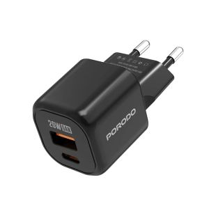 Dual Port Wall Charger 20W PD + 18W QC with USB-C + USB-A by Porodo