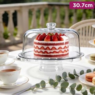 Multifunctional Cake Stand with Dome and Serving Tray - 30.7 cm