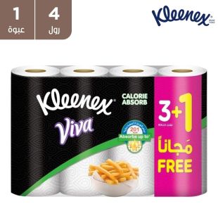 كلينكس - مناشف للمطبخ قوية الإمتصاص 3 طبقات (3+1 مجاناً)