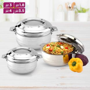 وعاء ستانلس ستيل عازل للحرارة لتسخين وتبريد الطعام مع غطاء (قطعة واحدة)