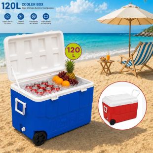 120L Cooler Box with Wheels and Pull Handle