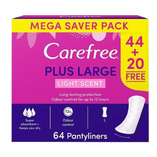 Carefree Plus Large Mega Pack Pantyliners 64 Pieces