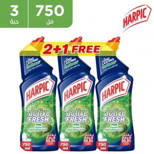 سائل تنظيف المرحاض أكتيف فريش برائحة الصنوبر 750 مل (2+1 مجانًا) من  Harpic