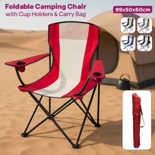 Foldable Camping Chair with Cup Holders and Carry Bag
