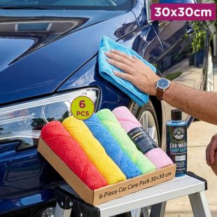 6-Piece Microfiber Car Cleaning Cloths 30×30 cm