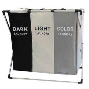 سلة غسيل قماش 3 أقسام قابلة للطي 64 × 38 × 58 سم