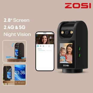 كاميرا مكالمات فيديو ثنائية الاتجاه مع شاشة 2.8 بوصة وخاصية تتبع الحركة من Zosi