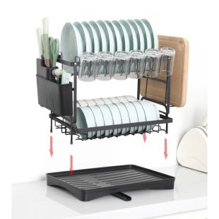 2 Tier Folding Dish Drying Rack Kitchen Organizer