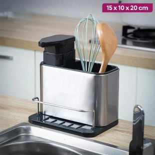 Stainless Soap Dispenser Kitchen Sink Organizer 15 x 10 x 20 cm