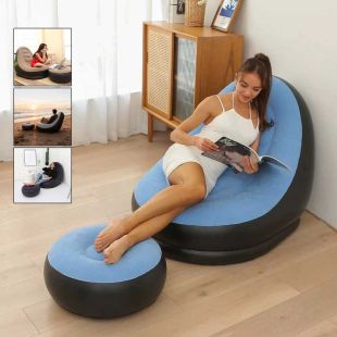 طقم صوفا قابلة للنفخ مع مسند للقدمين