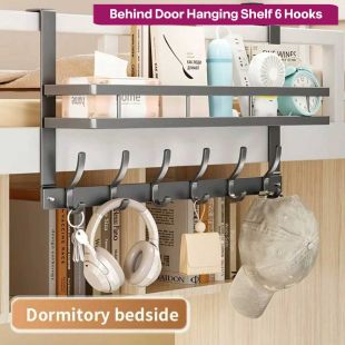 Behind Door Hanging Shelf 6 Hooks