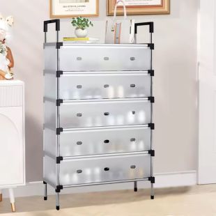 6-Layer Plastic Shoes Rack with Protective Cover