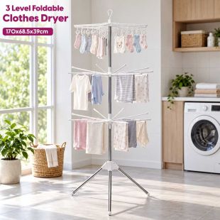 3 Level Foldable Clothes Dryer 170x68.5x39cm - Sheeel Kuwait