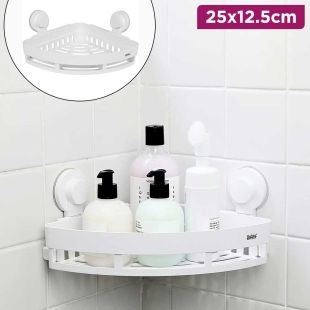 Corner Bathroom Shelf Suction Mount 25×12.5 cm