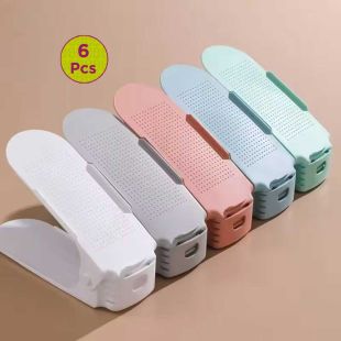 Adjustable Shoe Organizer 6 Pieces Assorted Colors