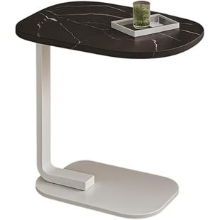 طاولة جانبية مستطيلة MDF بنقش رخامي مع قاعدة معدنية 39.5×28×55.5 سم