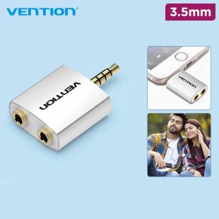 Vention 4 Pole 3.5mm Male to 2x 3.5mm Female Audio Adapter - Silver