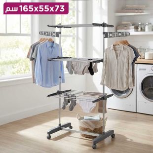 منشر تجفيف ملابس معدني 3 طبقات قابل للطي 73×55×165 سم