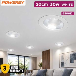 White COB Downlight 30W 6500K Light Bulb 20 CM - By Powerey With 3 Years Warranty