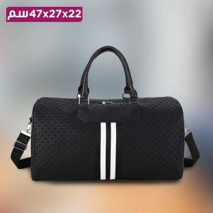 حقيبة كتف بتصميم Stripe من الجلد - 47 × 27 × 22 سم