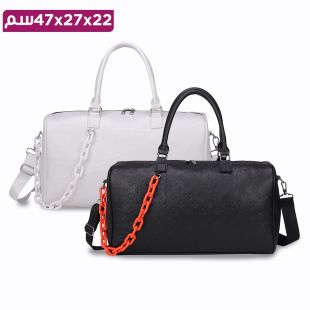 حقيبة كتف جلد بتصميم سلسلة - 47 × 27 × 22 سم