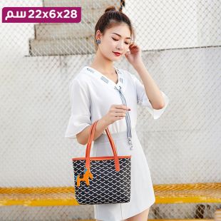 حقيبة جلد بتصميم كوري مطبوع للسيدات