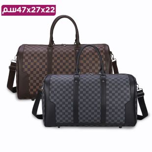 حقيبة كتف بتصميم Grid من الجلد - 47 × 27 × 22 سم