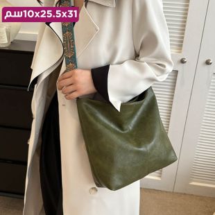 حقيبة كتف جلد عصرية بحزام مزخرف للسيدات
