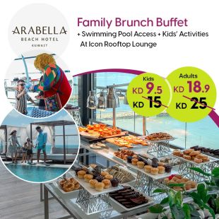 Family Brunch Buffet + Pool Access & Kids' Activities at ICON Rooftop Lounge – Arabella Beach Hotel Kuwait