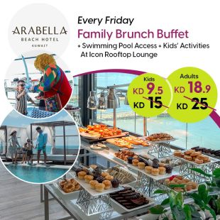Family Brunch Buffet + Pool Access & Kids' Activities at ICON Rooftop Lounge – Arabella Beach Hotel Kuwait