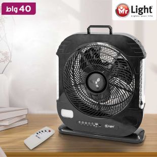 مروحة أرضية 40 واط قابلة للشحن مع إضاءة LED من Mr. Light