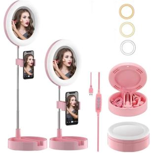 3 in 1 Adjustable LED Makeup Mirror with Phone Stand