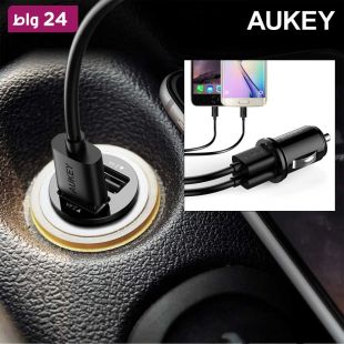 شاحن سيارة True AiPOWER ثنائي المنفذ بقوة 24 واط من Aukey
